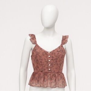 Floral Ruffle Strap Top - Pink